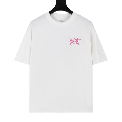 Arc'teryx Distressed Bird Logo Front & Grid Graphic Back Crew Neck Short‑Sleeve T‑Shirt, Unisex Relaxed Fit Tee